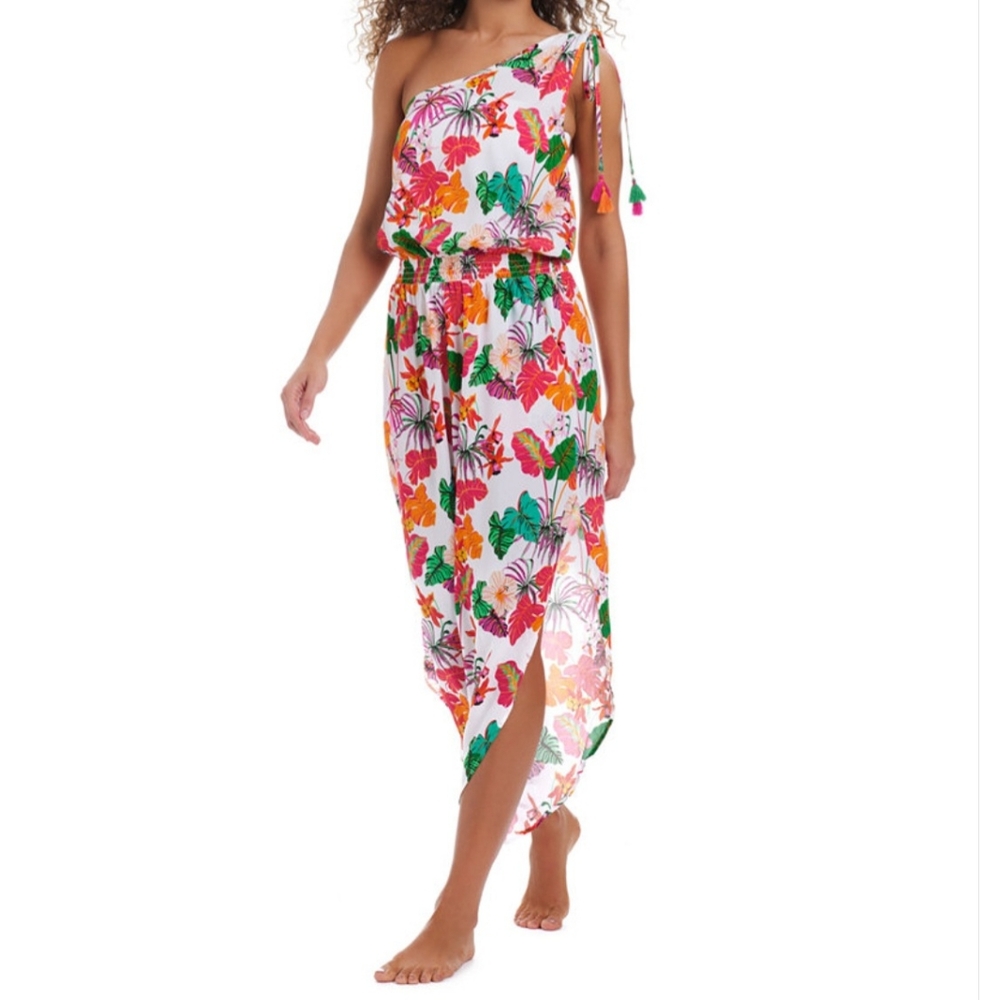 Bar III Bermuda Babe Printed One Shoulder Jumpsuit